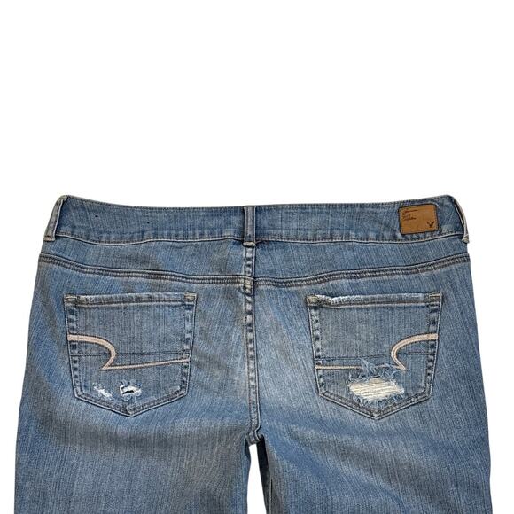 American Eagle Jeans Women 16 Artist Flare Leg Bohemian Hippie Thrashed Stretch - Picture 3 of 9